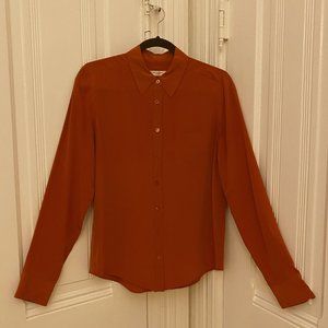 ✔(SOLD) Equipment Women's 100% Silk Burnt Orange Button Down Blouse